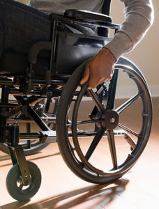 closeup of wheelchair