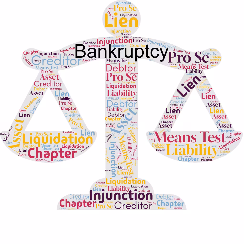 Glossary of common bankruptcy terms displayed on a legal document for client education at Ziegler Diamond Law