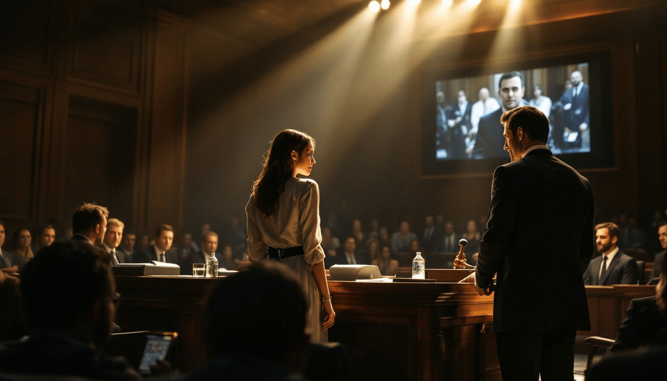 An illustration depicting the concept of default judgments in a courtroom setting.
