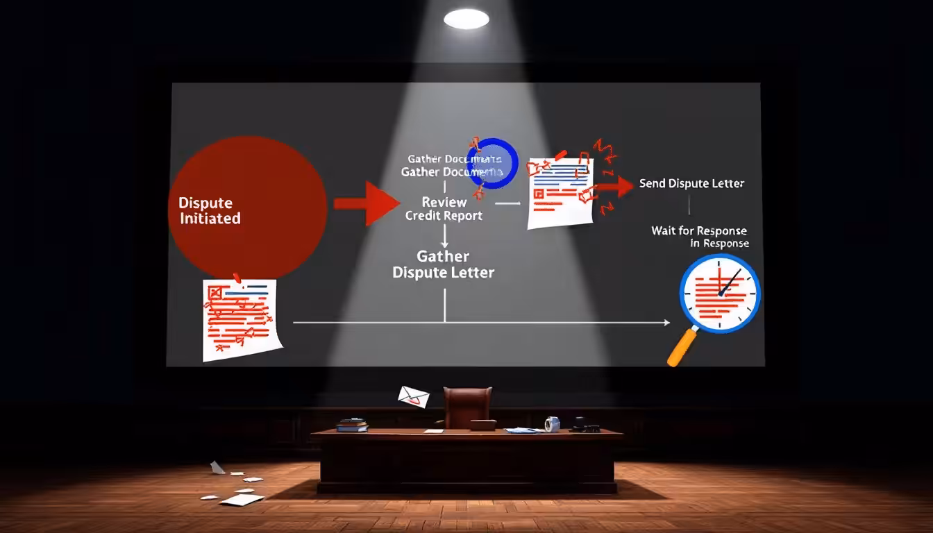 A flowchart illustrating the steps after submitting a dispute regarding negative items on a credit report.