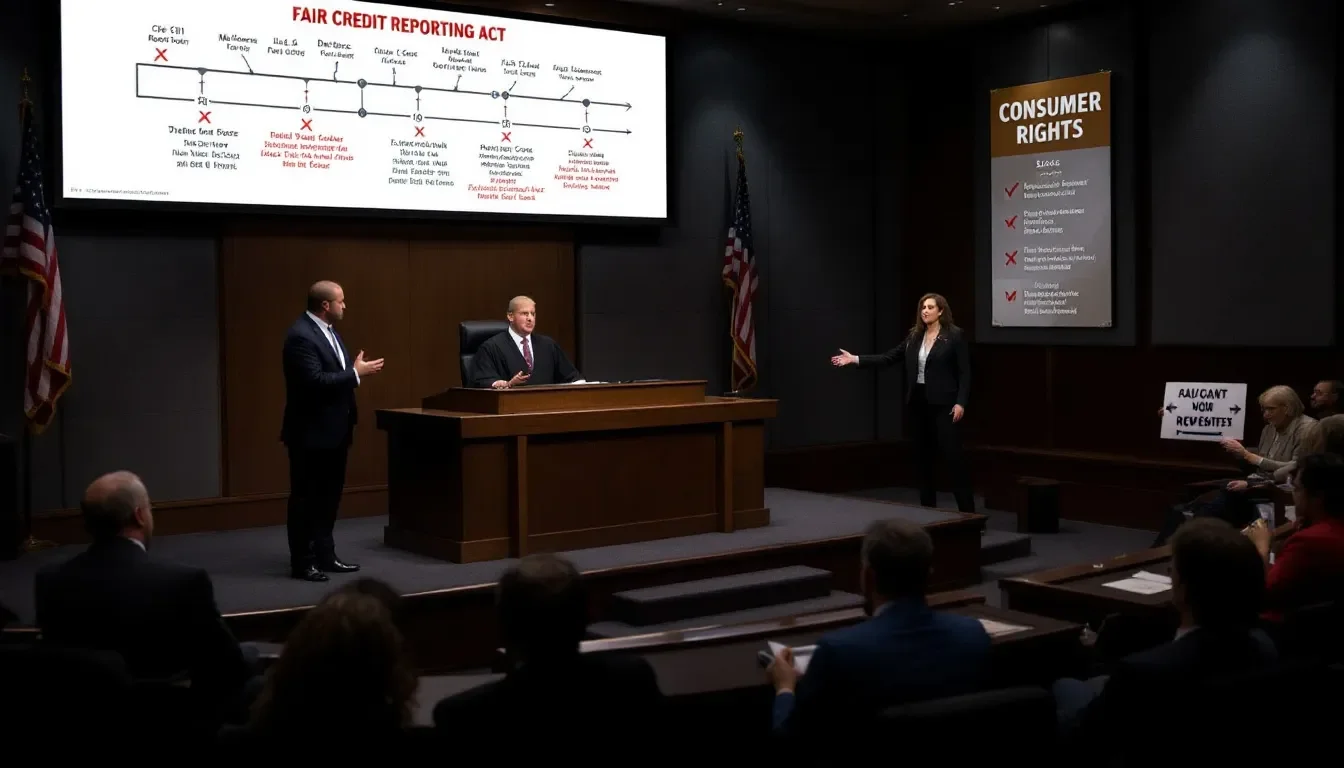 A visual representation of legal actions that can be taken under the Fair Credit Reporting Act.