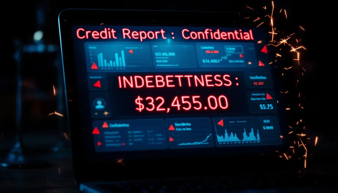 A close-up of a computer screen displaying a credit report monitoring tool.