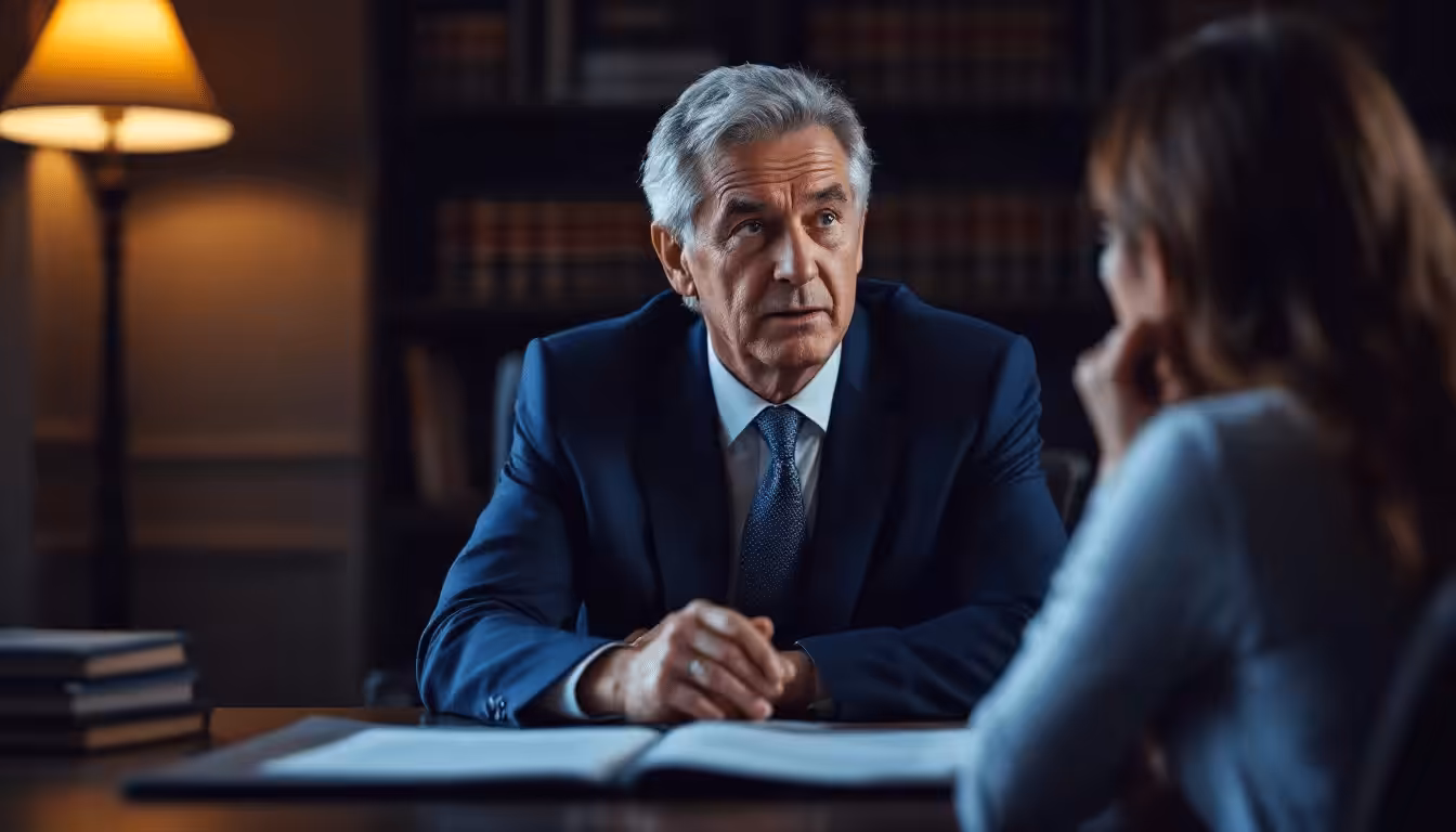 A bankruptcy attorney explaining comprehensive solutions to a client.