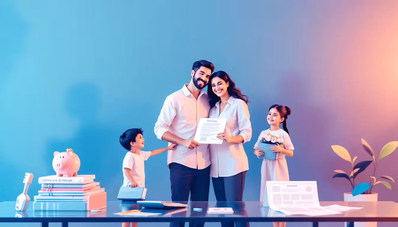 A happy family celebrating financial freedom after bankruptcy.