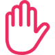 A simple red outline of an upright hand with fingers extended, resembling a stop or halt gesture—perfect for illustrating messages about caution, such as when to file for bankruptcy, shown against a transparent background.