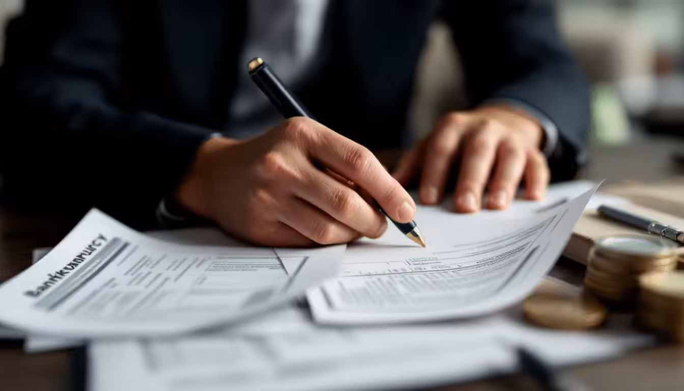 Filing for bankruptcy in Mount Dora, FL, depicted with a blurred image of a courthouse.