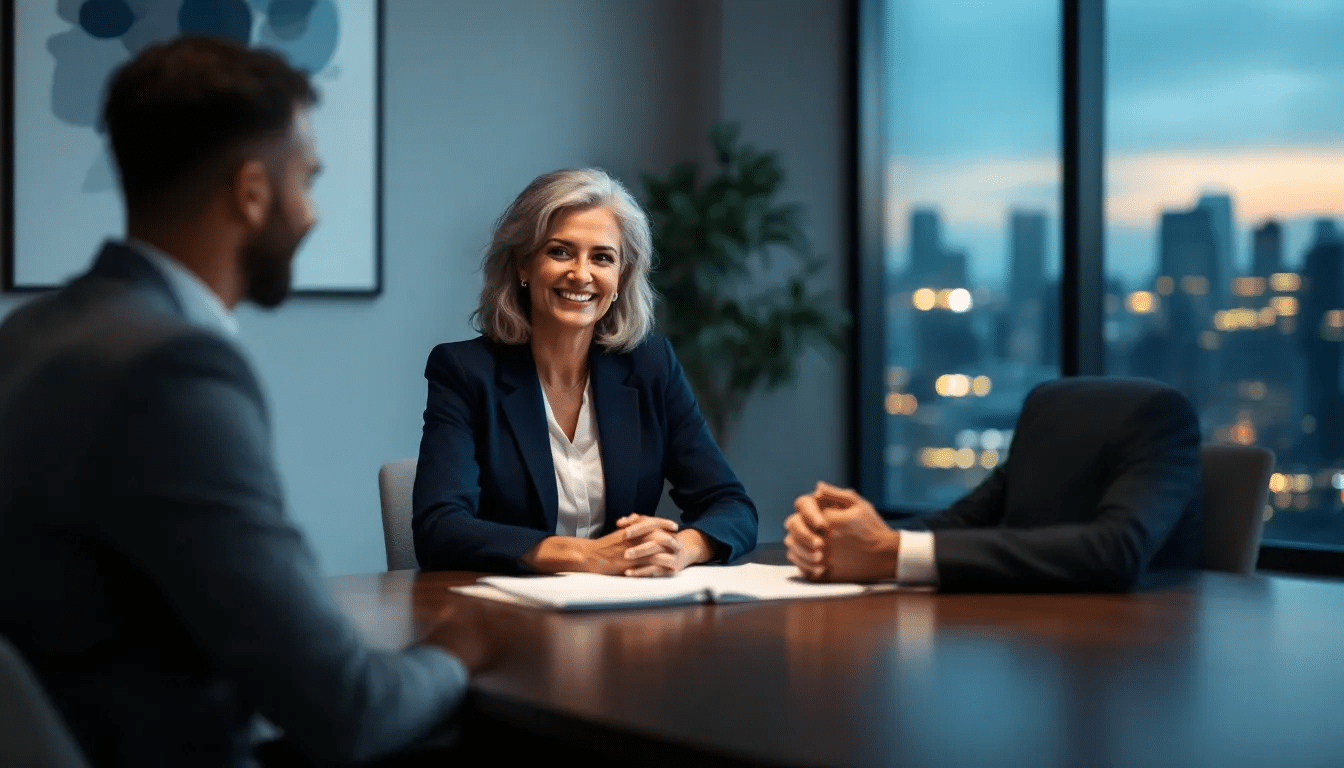 A satisfied client sharing their success story with a bankruptcy attorney.