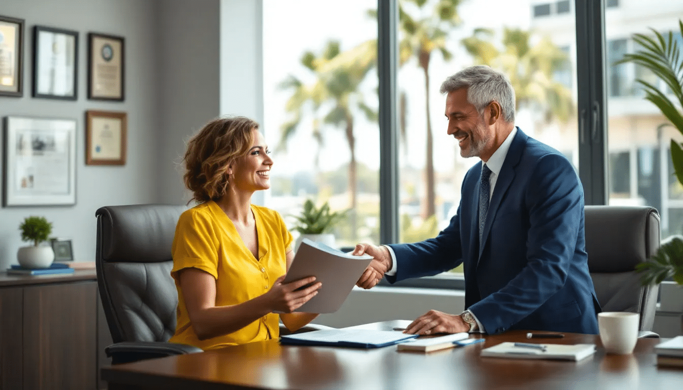 A happy client sharing their success story after consulting with a bankruptcy attorney in Temple Terrace.