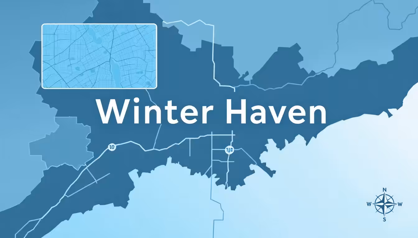 A map highlighting Winter Haven and surrounding areas relevant to bankruptcy proceedings.
