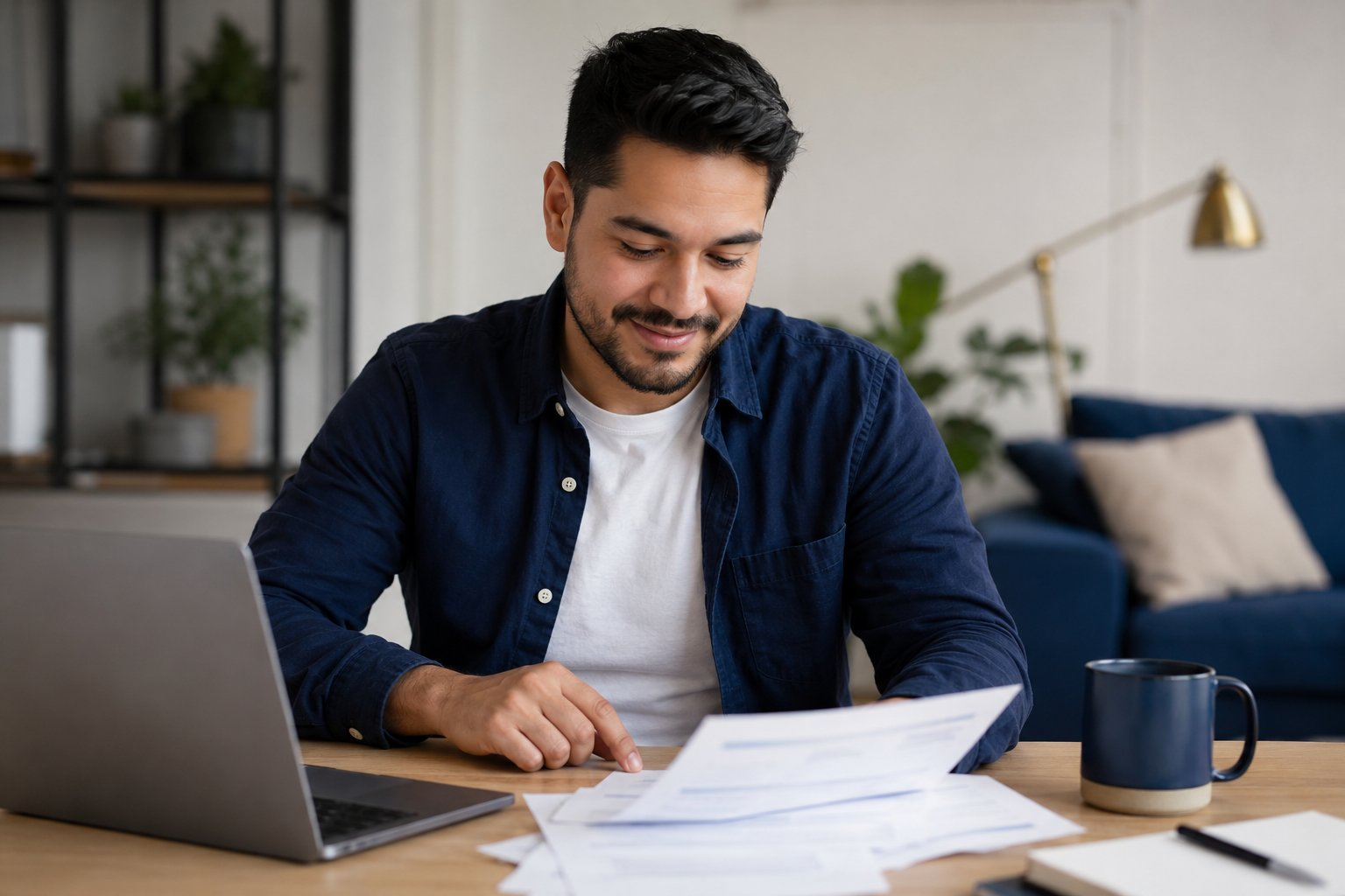 Man reviewing his credit report on a laptop after correcting credit report errors under the FCRA