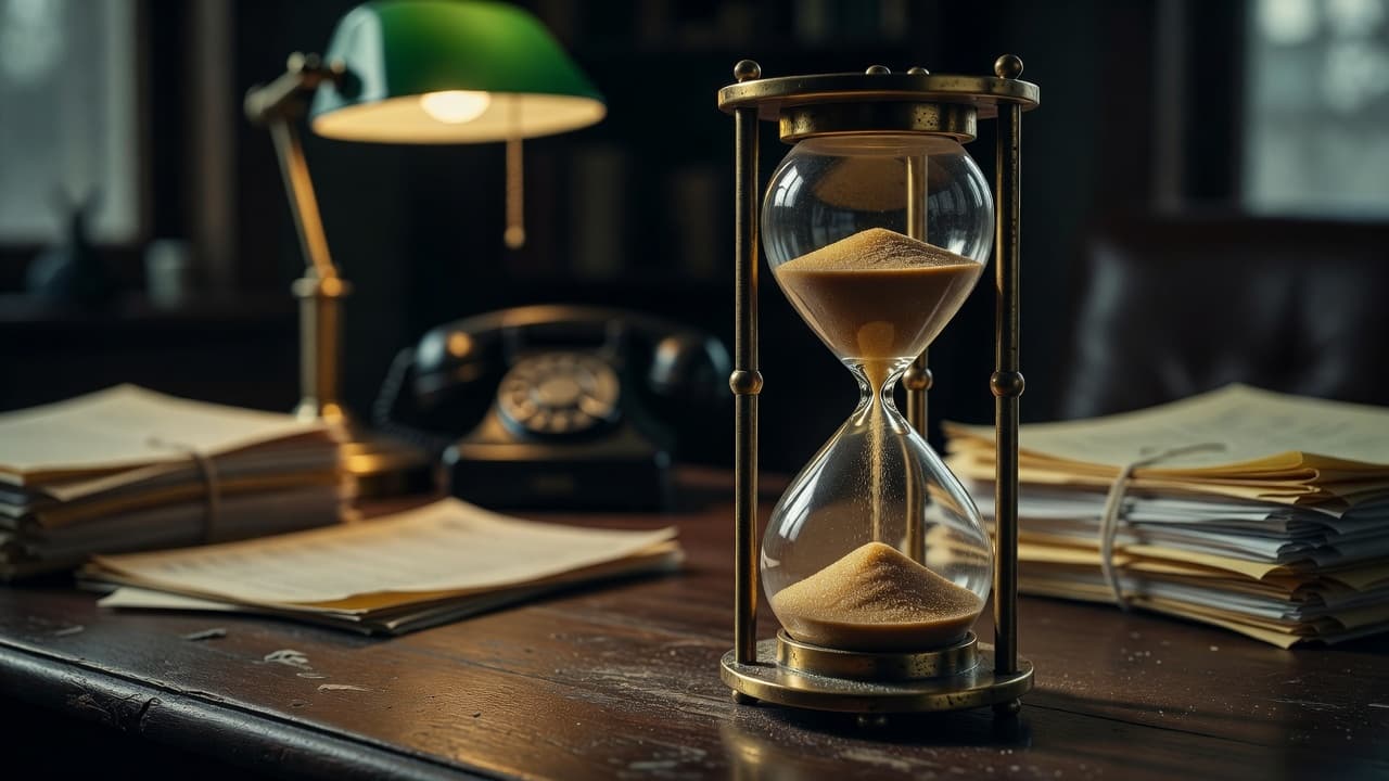 An hourglass on a wooden desk, illustrating the statute of limitations clock on a Florida credit card debt.